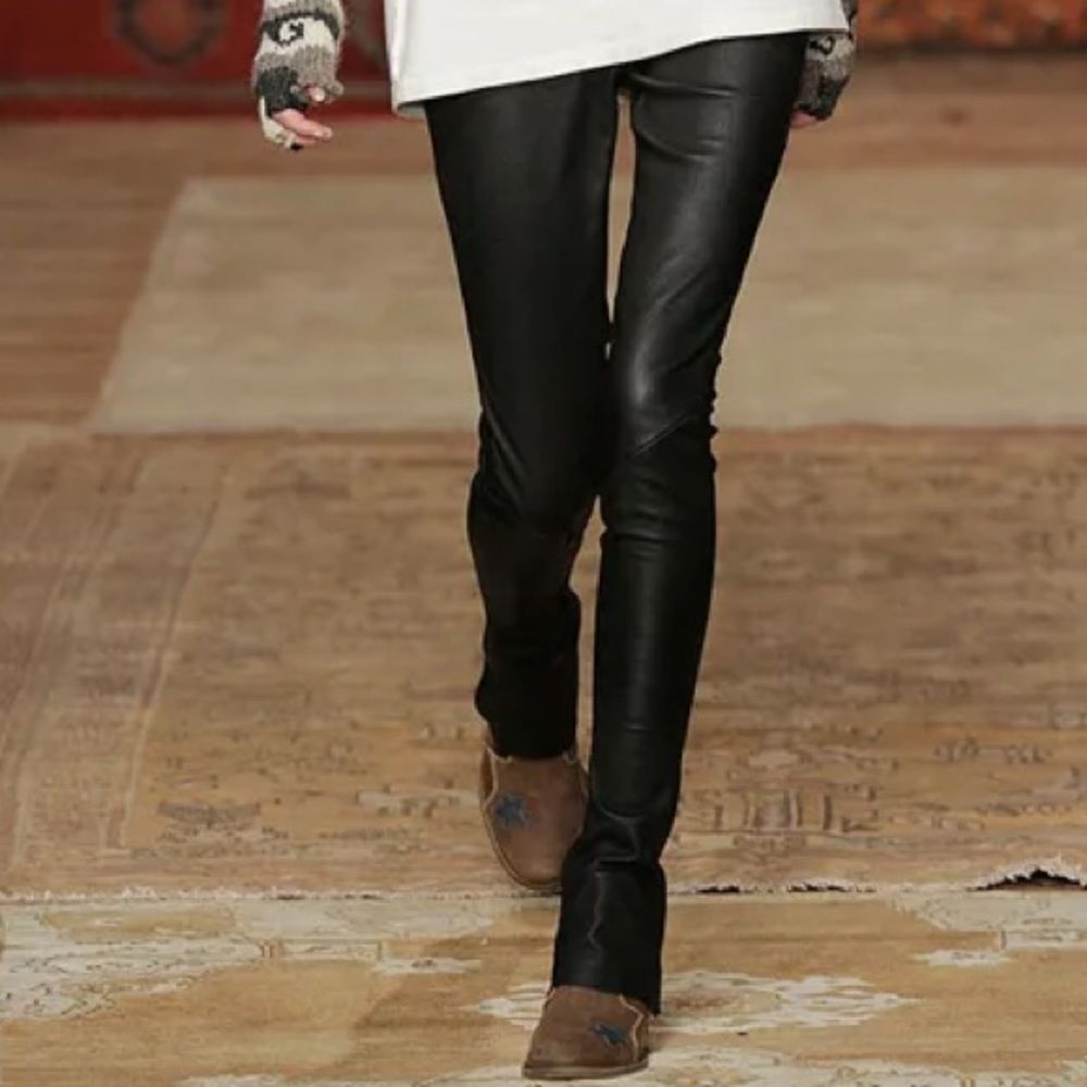 NWOT Erin Wasson x RVCA Zeroo the Hero Black Leather Low Rise Bootcut Pants